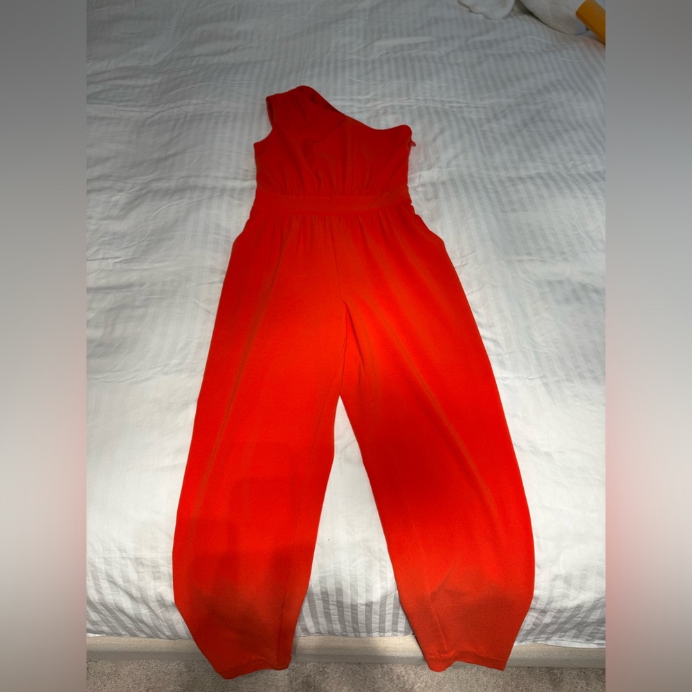 bebe One-Shoulder Red Jumpsuit